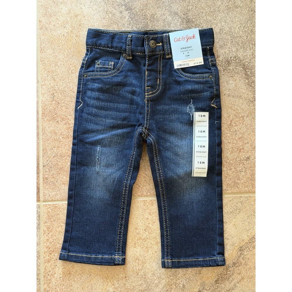 Cat & Jack Baby Boys Denim Jeans Straight Adjustable Waistband Size 2T NWT